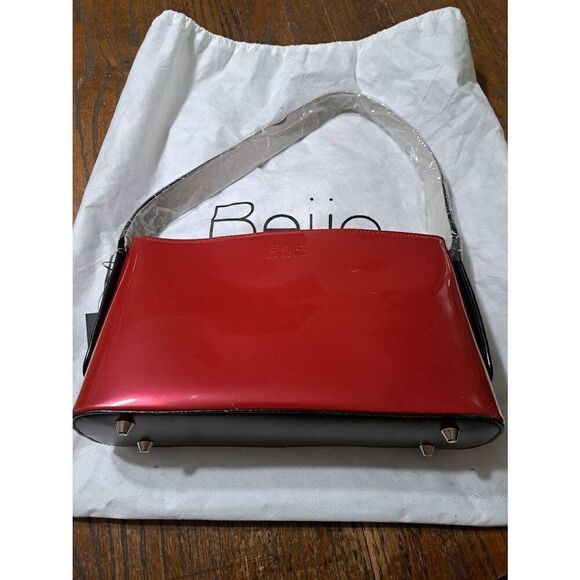 New Beijo 6190 Red Berry and Black Purse Handbag Shoulder Bag Pocket Book - Picture 1 of 9